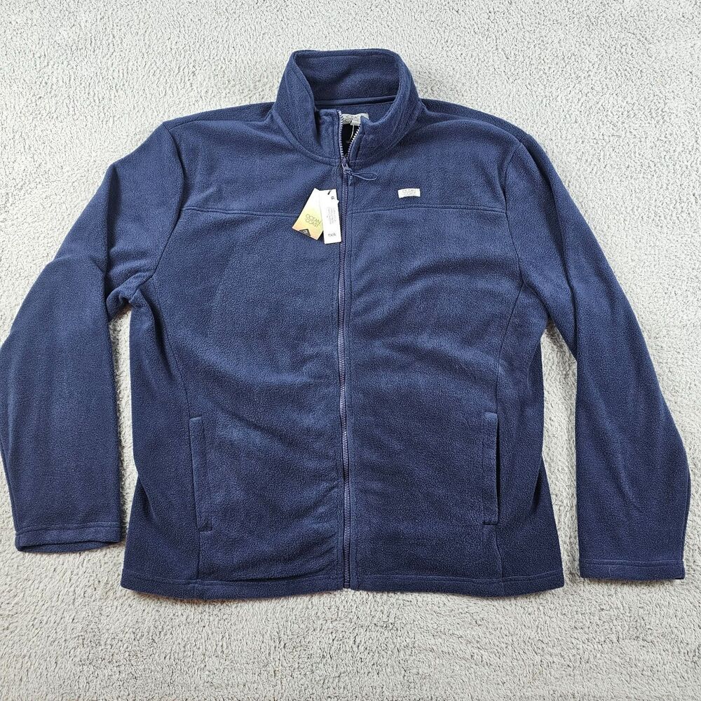 Ocean Coast Sweater Mens XL Navy Fleece Full Zip Mock Jacket Pockets Casual Hike